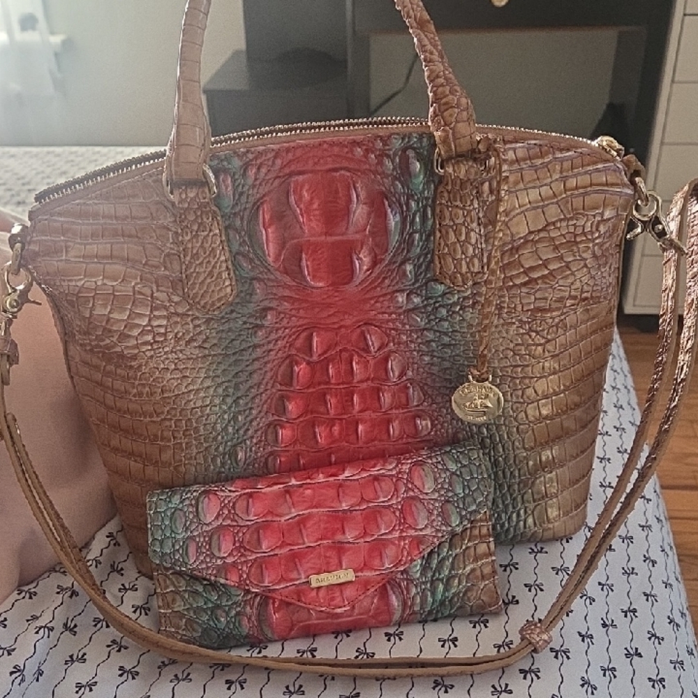 Brahmin Multicolor Crocodile Embossed Shoulder Bag